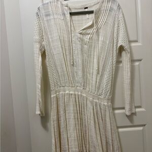 Free People Cream Long Sleeve Dress